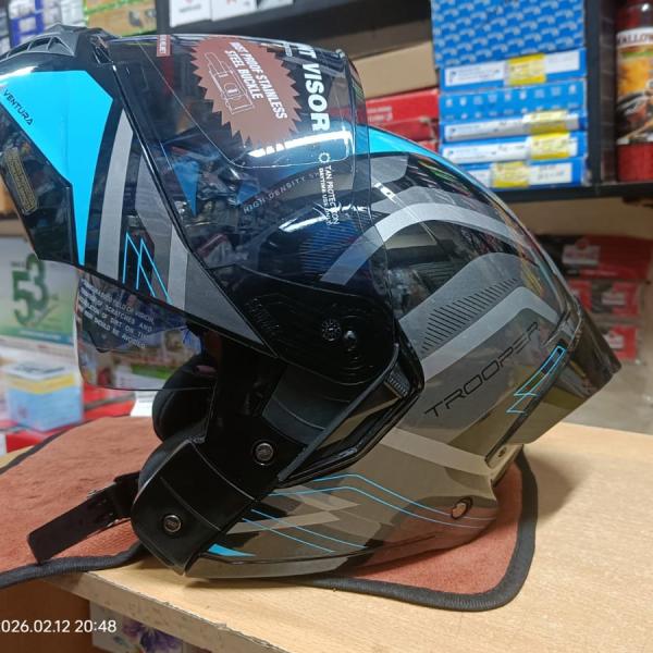 STUDDS TROOPER DV Blue Black Flip-Up Modular Helmet (ISI & DOT Certified)