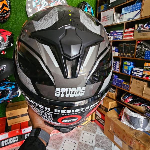 STUDDS Trooper D4 Race Decor Flip-Up Helmet – Black / Orange & Grey