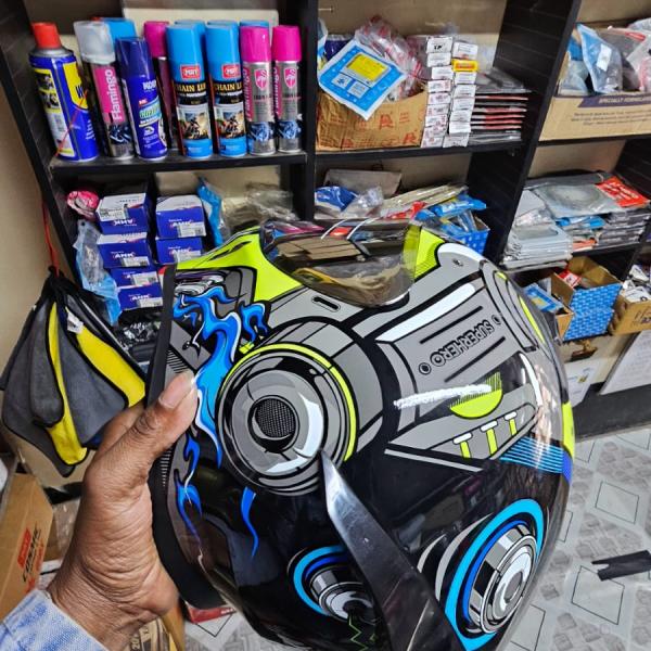 Vega Bolt Superhero Full Face Helmet – Dull Black Neon Yellow