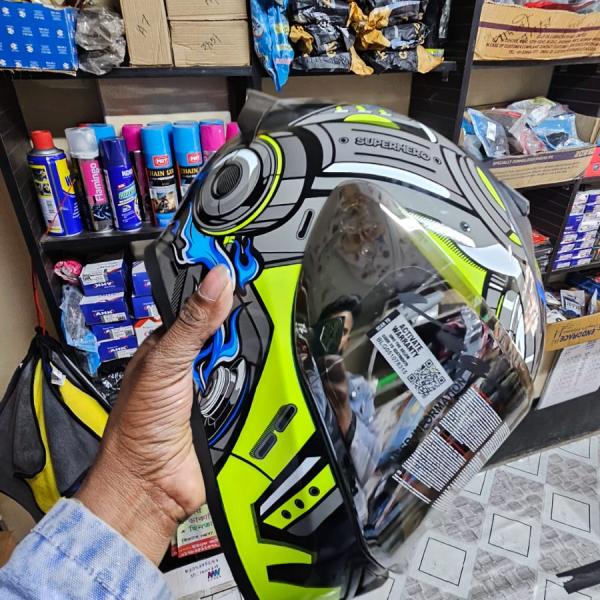 Vega Bolt Superhero Full Face Helmet – Dull Black Neon Yellow