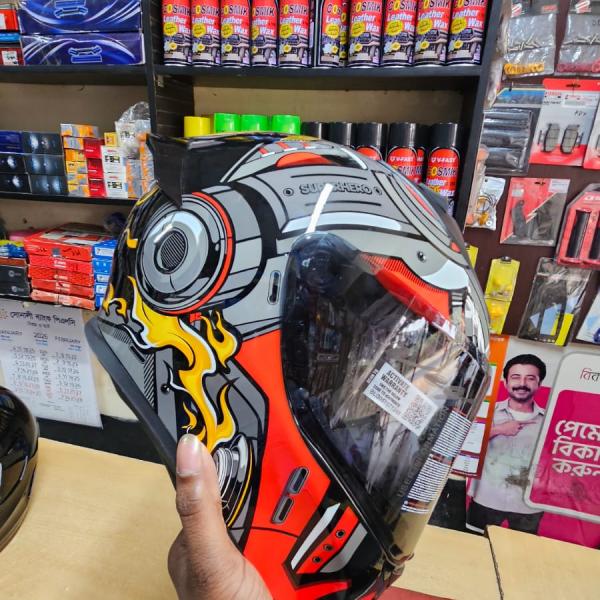 Vega Bolt Superhero Full Face Helmet – Black Red